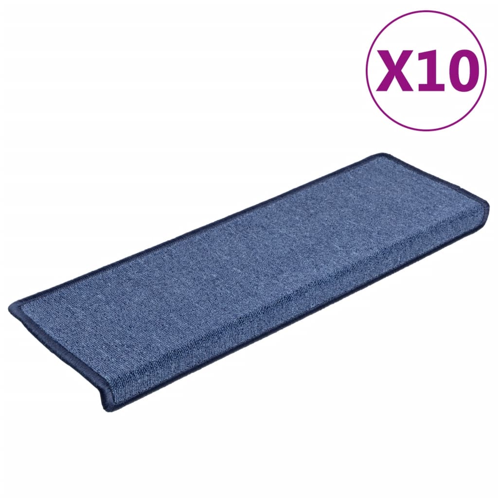 Vidaxl Mats d'escalier 10 st 65x21x4 cm bleu