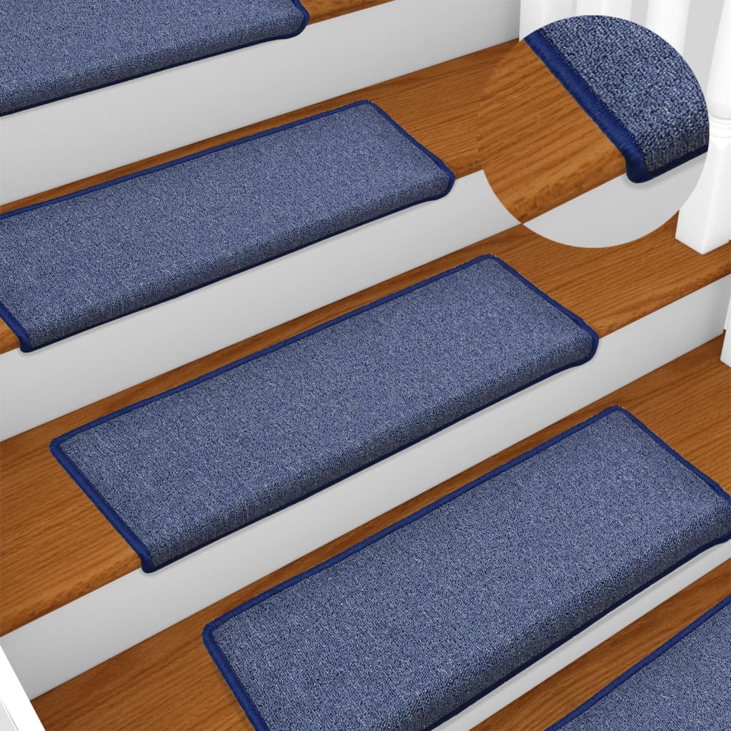 Vidaxl Mats d'escalier 10 st 65x21x4 cm bleu