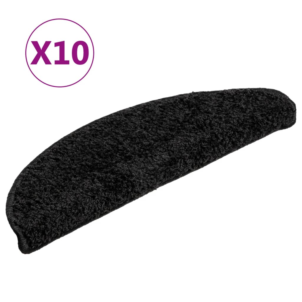 Tapis d'escalier vidaxl 10 st 56x17x3 cm noir