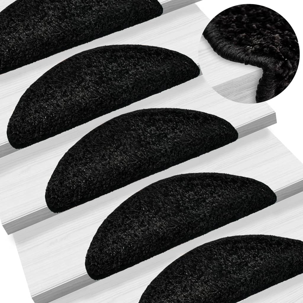 Tapis d'escalier vidaxl 10 st 56x17x3 cm noir