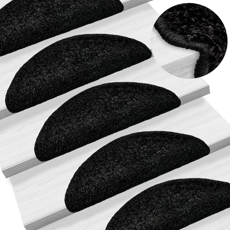 Tapis d'escalier vidaxl 10 st 56x17x3 cm noir