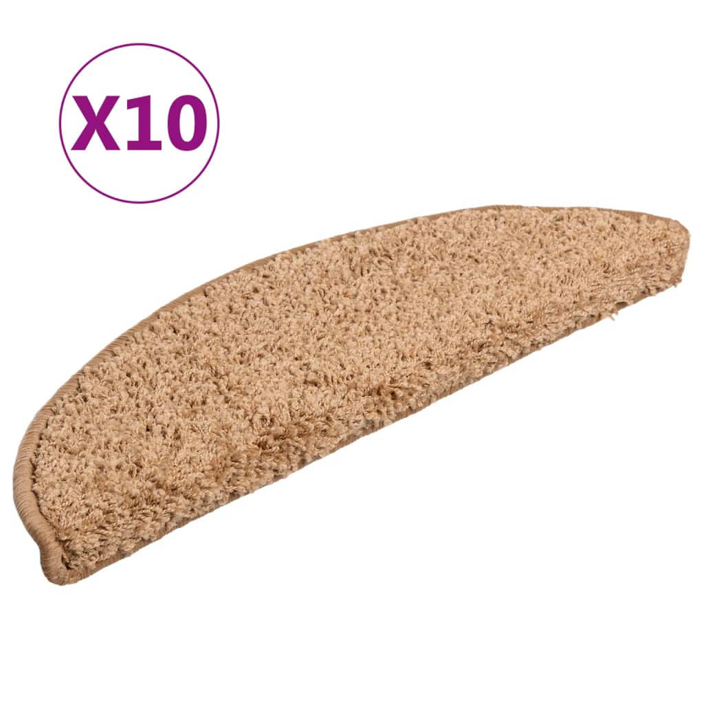 Vidaxl Mats d'escalier 10 st 56x17x3 cm beige