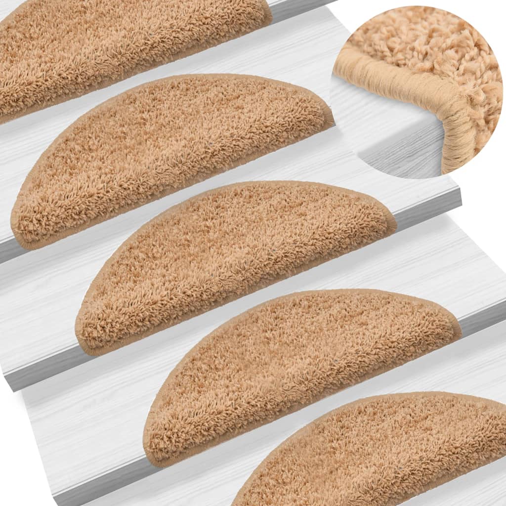 Vidaxl Mats d'escalier 10 st 56x17x3 cm beige