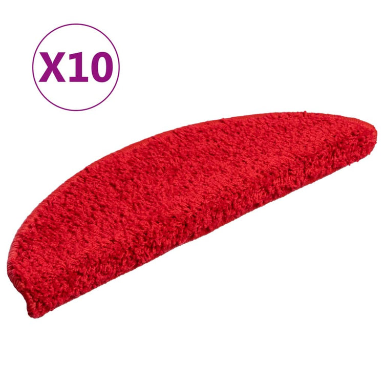 Vidaxl Mat à escalier 10 st 56x17x3 cm rouge
