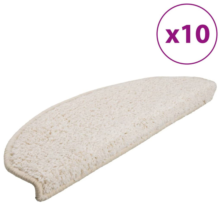 Vidaxl Mats d'escalier 10 st 65x21x4 cm blancs