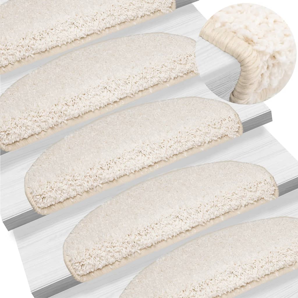 Vidaxl Mats d'escalier 10 st 65x21x4 cm blancs