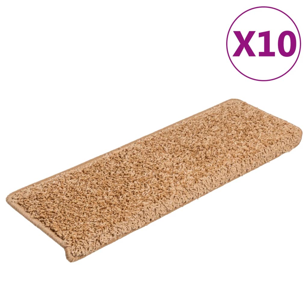 Vidaxl Mats d'escalier 10 st 65x21x4 cm beige