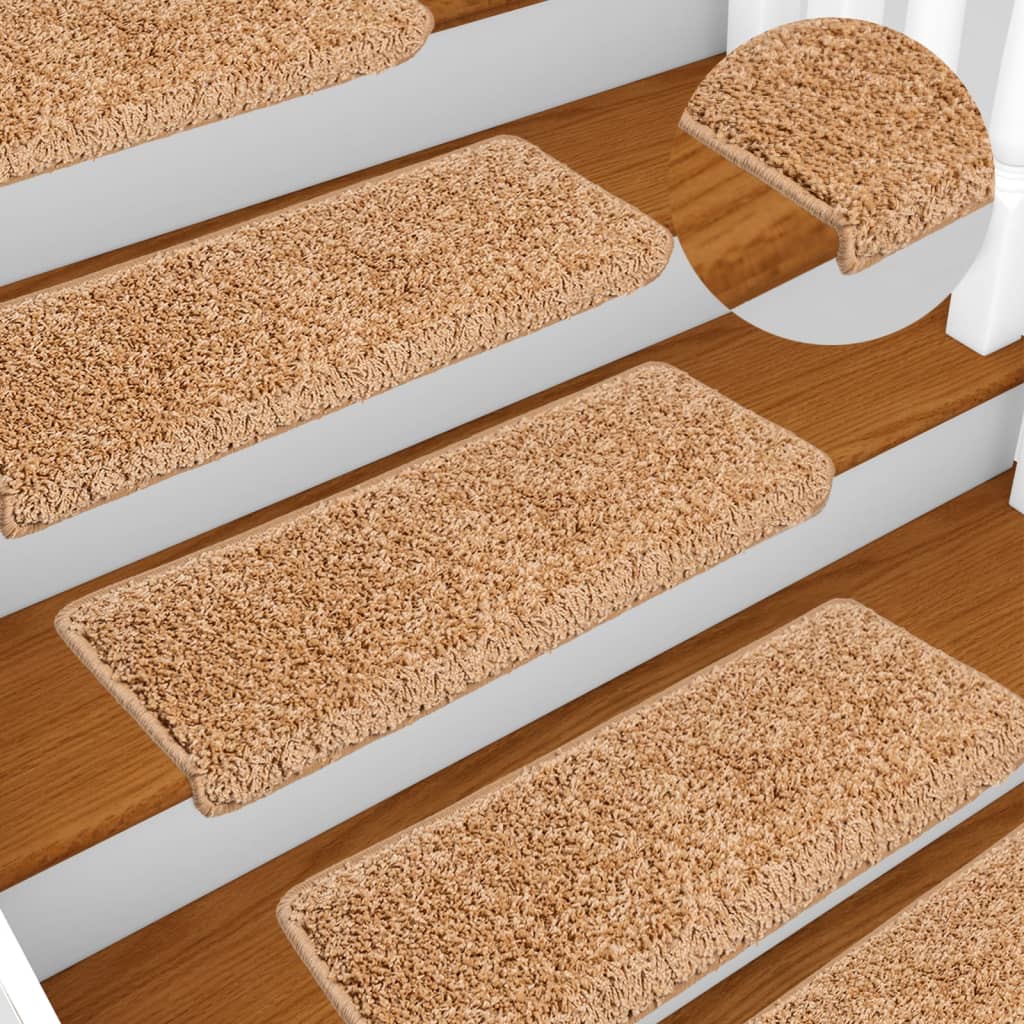Vidaxl Mats d'escalier 10 st 65x21x4 cm beige