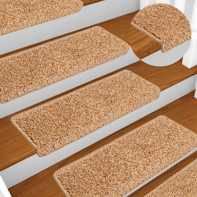 Vidaxl Mats d'escalier 10 st 65x21x4 cm beige