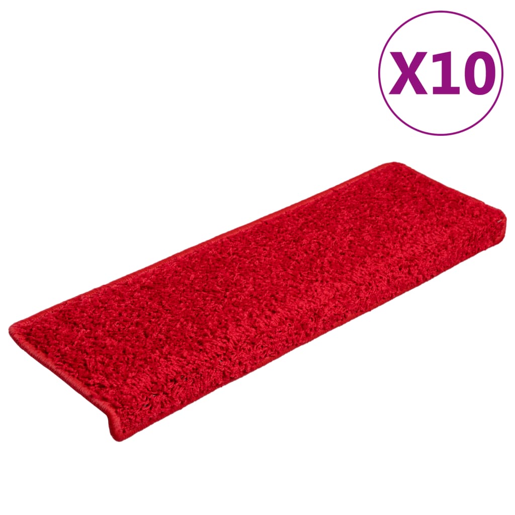 Vidaxl Mat à escalier 10 st 65x21x4 cm rouge