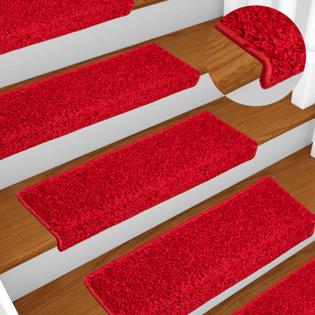 Vidaxl Mat à escalier 10 st 65x21x4 cm rouge
