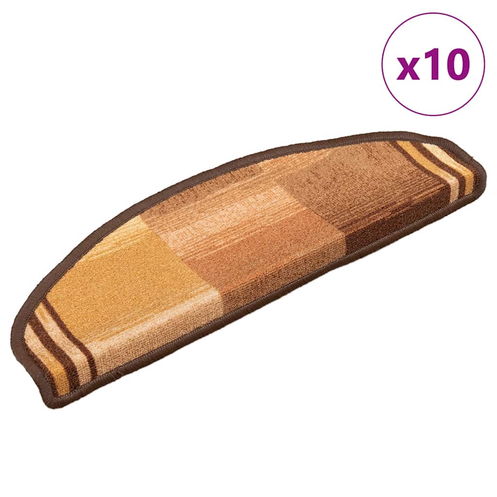 Vidaxl Mat à escalier auto-adhésif 10 pcs 65x21x4 cm brun