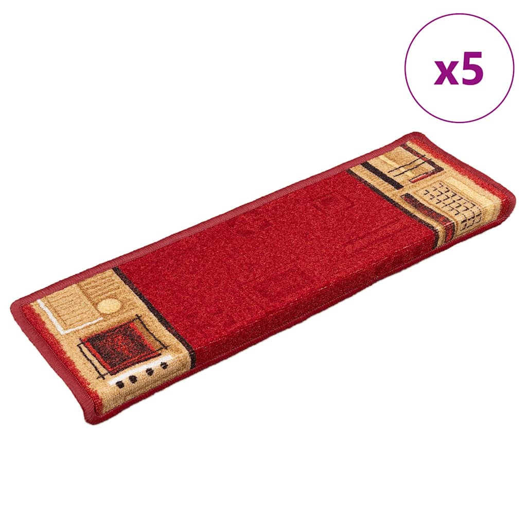 Vidaxl Stair Mats auto-adhésif 5 ST 65X21X4 CM ROUGE