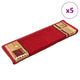 Vidaxl Stair Mats auto-adhésif 5 ST 65X21X4 CM ROUGE