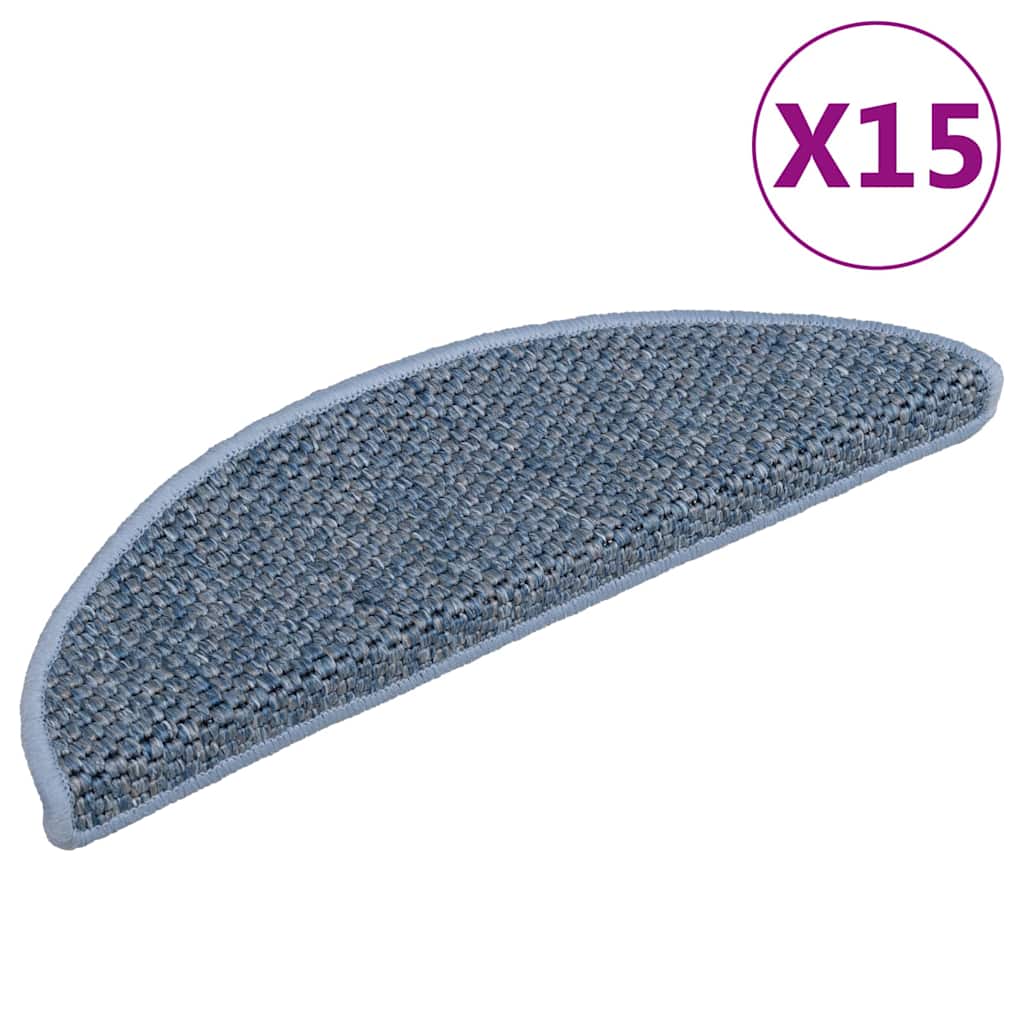 Vidaxl Stair Mats auto-adhésif 15 st sisal look 56x17x3 cm bleu