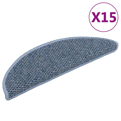 Vidaxl Stair Mats auto-adhésif 15 st sisal look 56x17x3 cm bleu