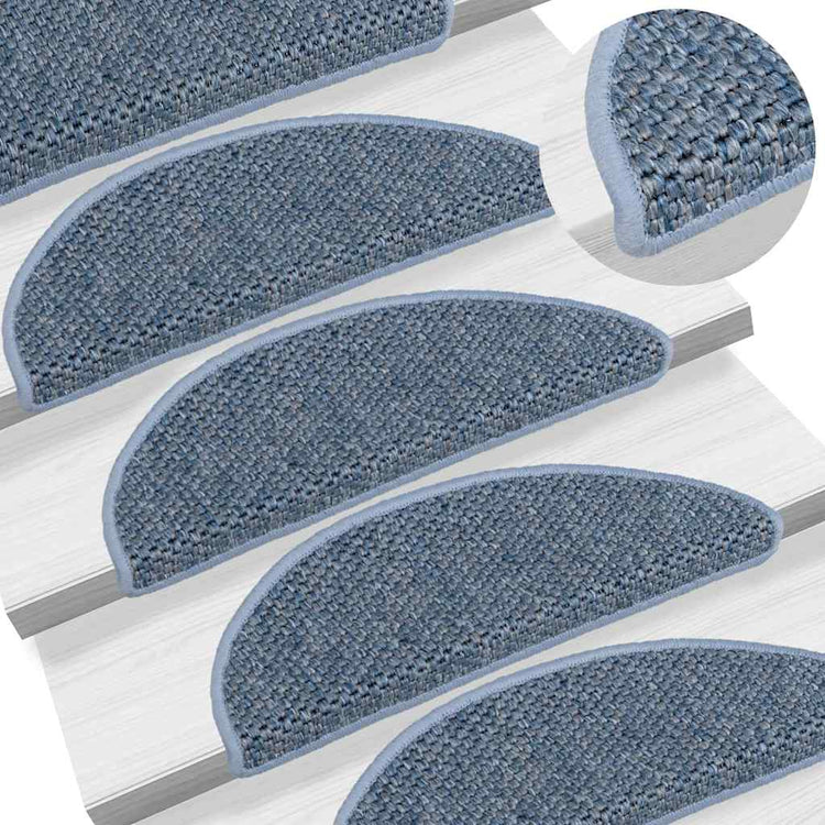 Vidaxl Stair Mats auto-adhésif 15 st sisal look 56x17x3 cm bleu