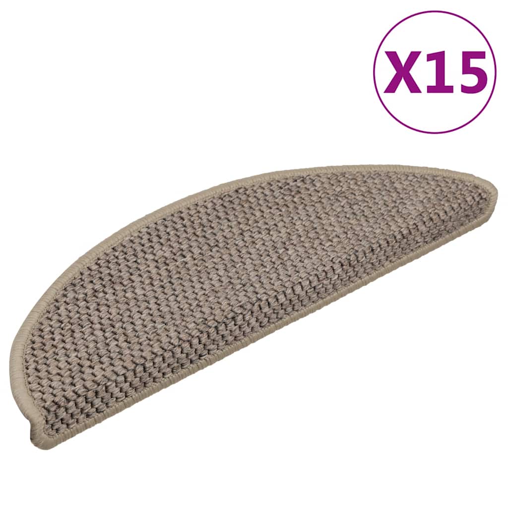 Vidaxl Stair tapis auto-adhésif 15 st sisal look 56x17x3 cm beige sombre