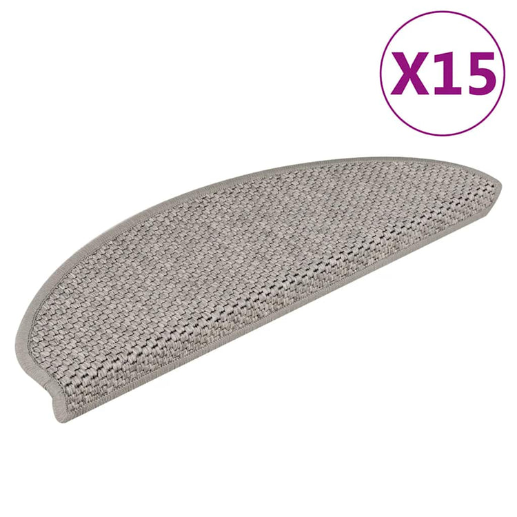 Vidaxl Stair Mats auto-adhésif 15 st sisal look 65x21x4cm en argent coloré