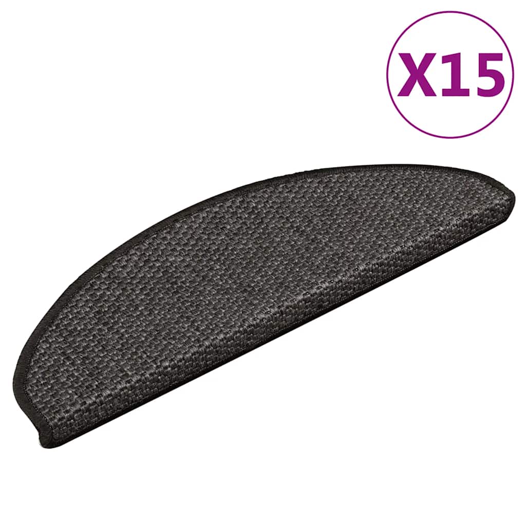 VidaXL tapis d'escalier auto-adhésifs 15 pcs aspect sisal 65x21x4cm couleur anthracite