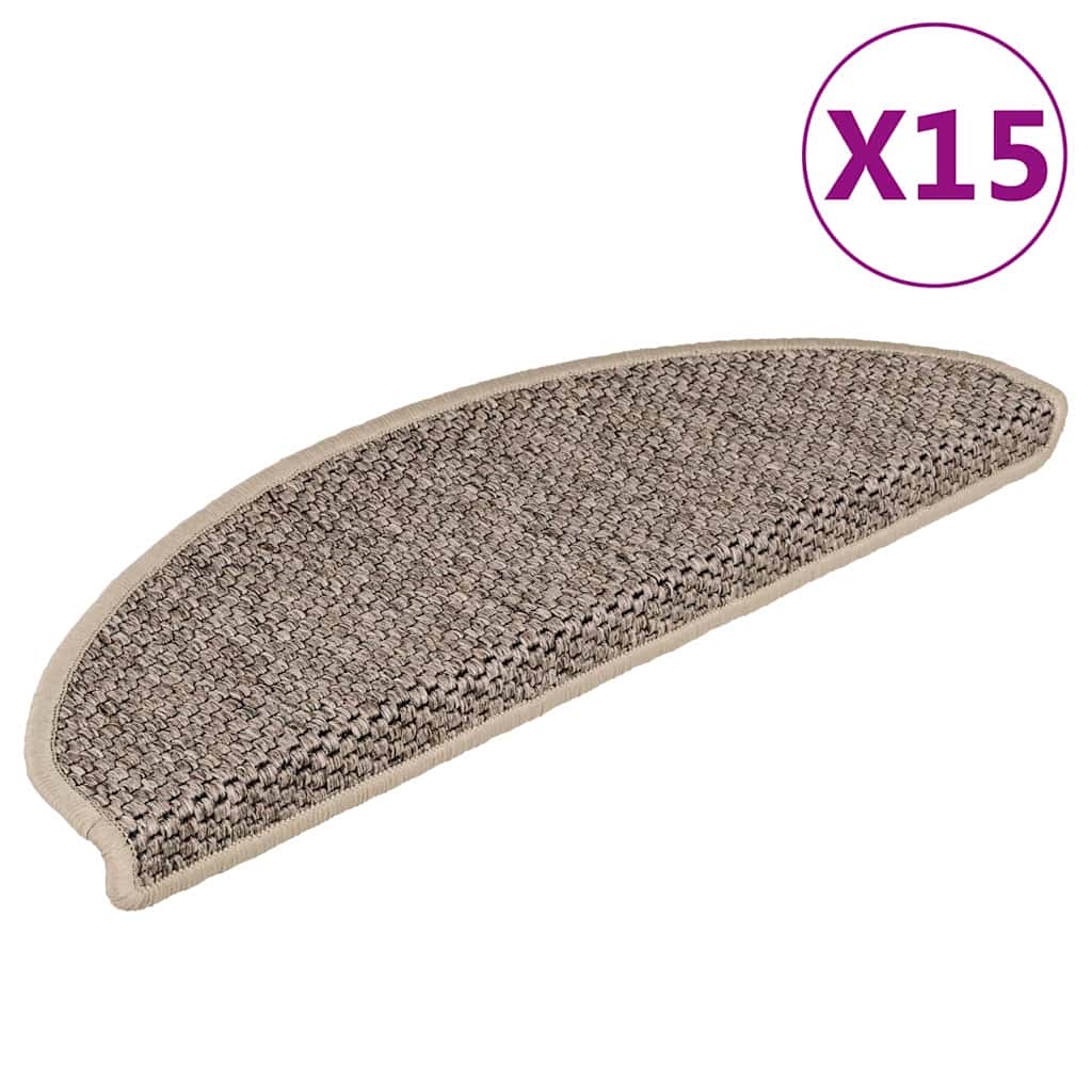 Vidaxl Stair tapis auto-adhésif 15 st sisal look 65x21x4 cm beige sombre