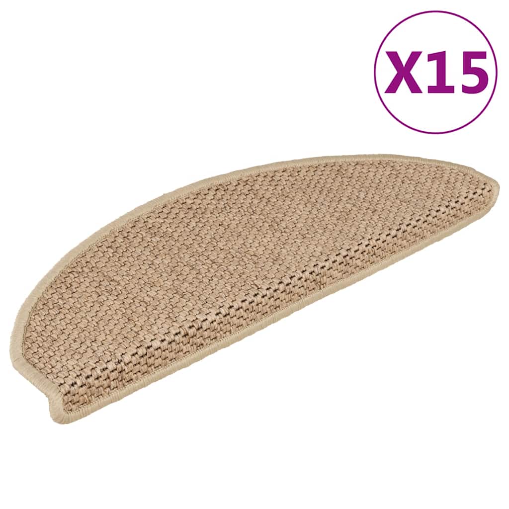 Vidaxl Stair tapis auto-adhésif 15 st sisal look 65x21x4 cm couleur sable