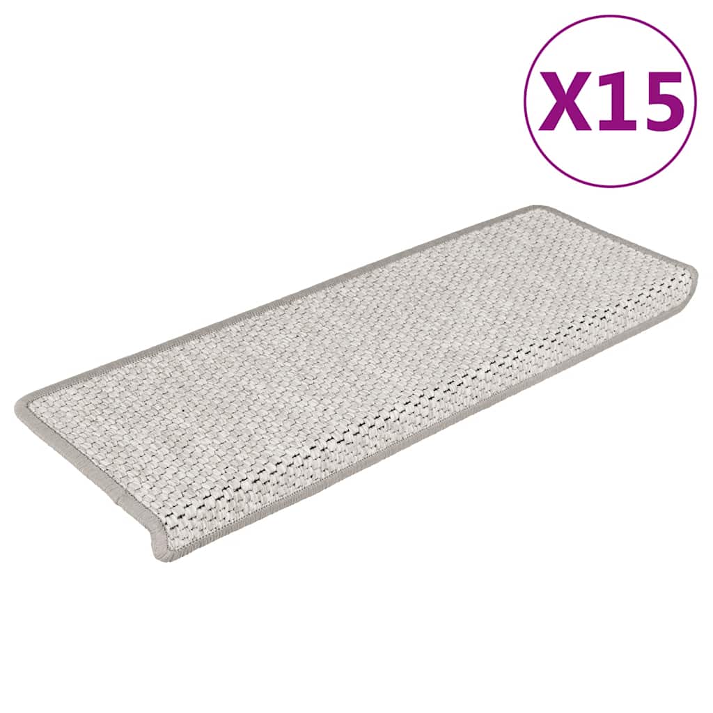 VidaXL tapis d'escalier auto-adhésifs 15 pcs aspect sisal 65x21x4 cm couleur platine