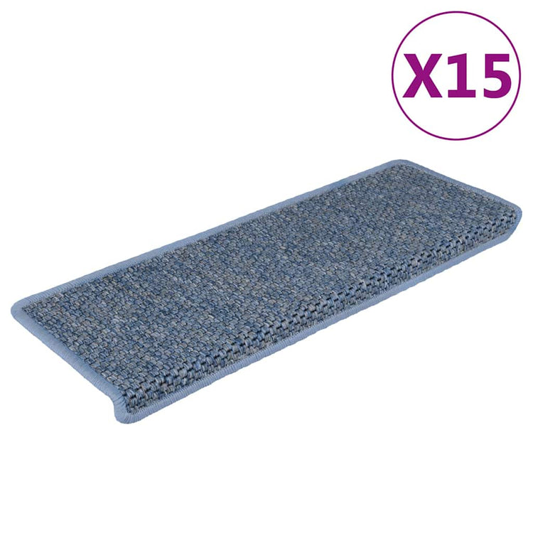 Vidaxl Stair tapis auto-adhésifs 15 st sisal look 65x21x4 cm bleu