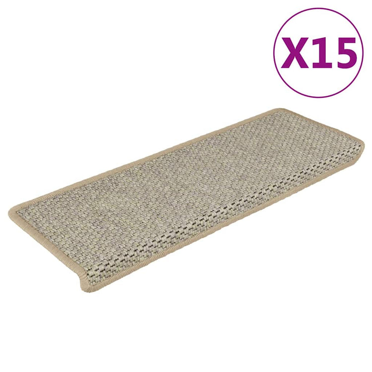 VidaXL tapis d'escalier auto-adhésifs 15 pcs aspect sisal 65x21x4 cm vert