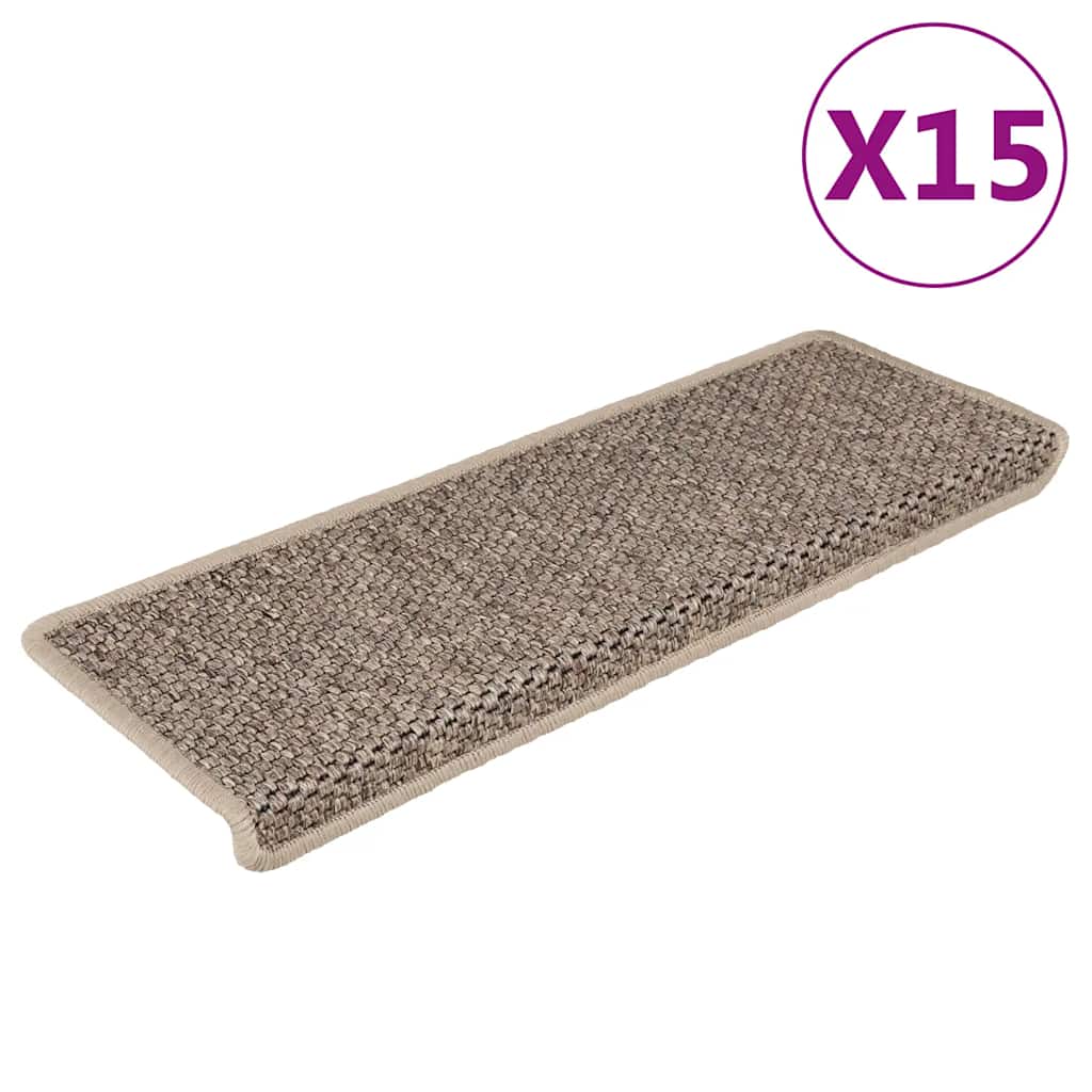 Vidaxl Stair tapis auto-adhésif 15 st sisal look 65x21x4 cm beige sombre