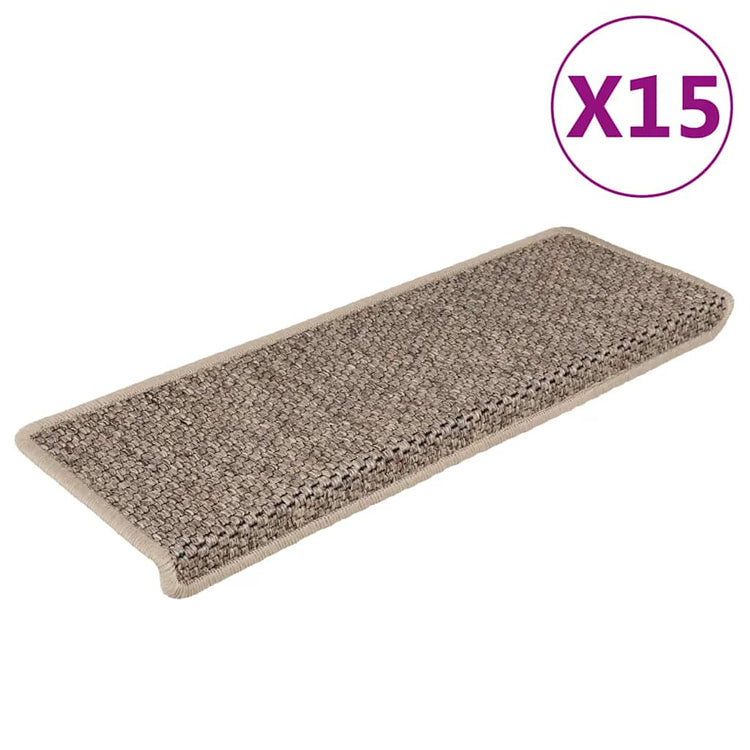 Vidaxl Stair tapis auto-adhésif 15 st sisal look 65x21x4 cm beige sombre