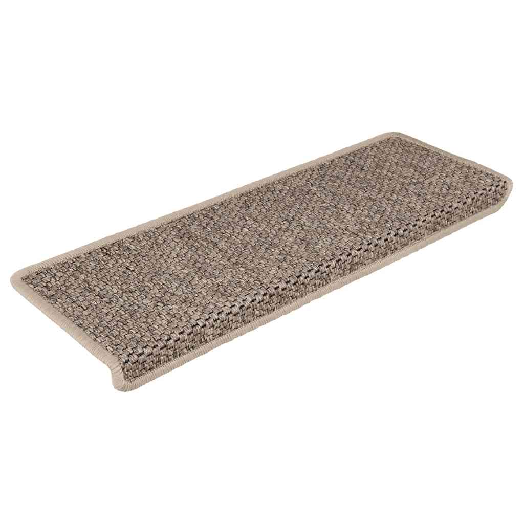 Vidaxl Stair tapis auto-adhésif 15 st sisal look 65x21x4 cm beige sombre