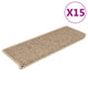 VidaXL tapis d'escalier auto-adhésifs 15 pcs aspect sisal 65x21x4 cm couleur sable