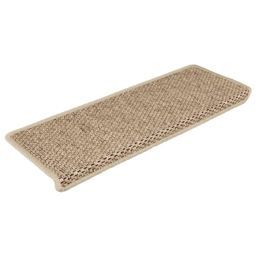 VidaXL tapis d'escalier auto-adhésifs 15 pcs aspect sisal 65x21x4 cm couleur sable