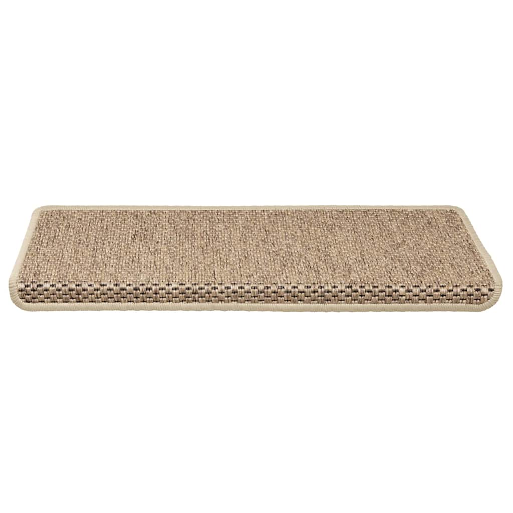 VidaXL tapis d'escalier auto-adhésifs 15 pcs aspect sisal 65x21x4 cm couleur sable