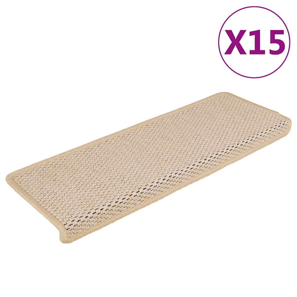 VidaXL tapis d'escalier auto-adhésif 15 pcs aspect sisal 65x21x4 cm berbère