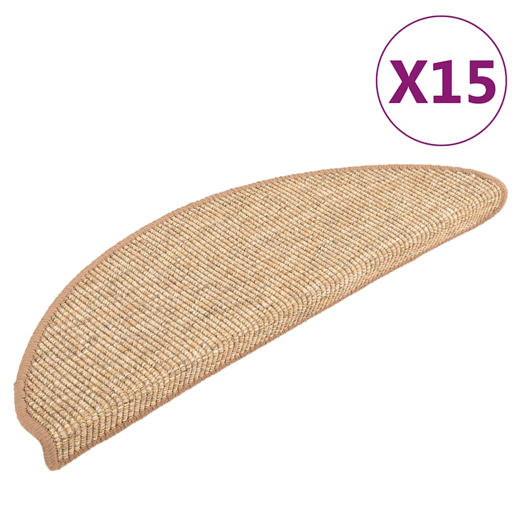 Vidaxl Mat à escalier auto-adhésif 15 ST 56x17x3 cm brun clair
