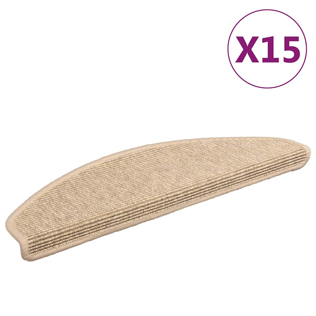 Vidaxl Stair tapis auto-adhésif 15 st sisal look 65x21x4 cm beige