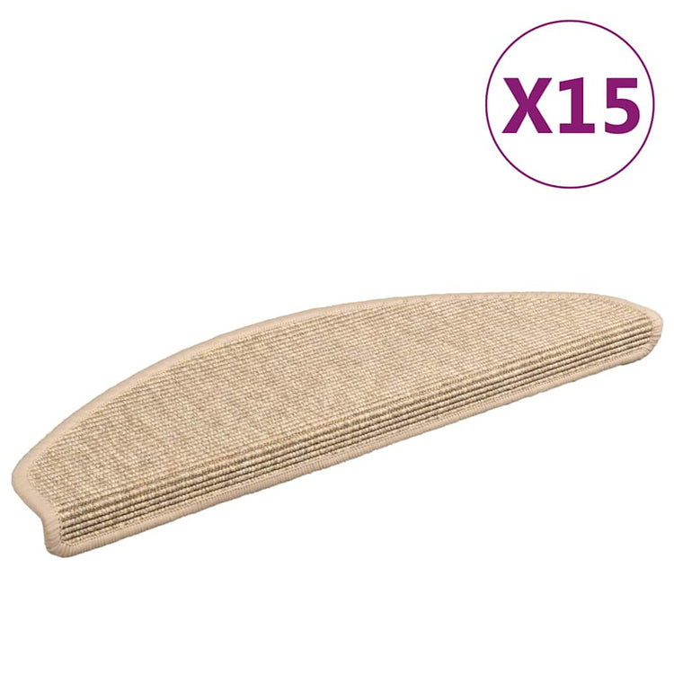 Vidaxl Stair tapis auto-adhésif 15 st sisal look 65x21x4 cm beige