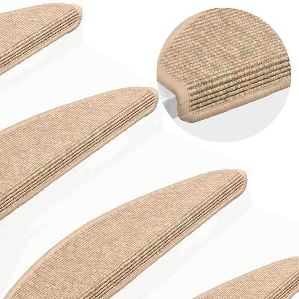 Vidaxl Stair tapis auto-adhésif 15 st sisal look 65x21x4 cm beige