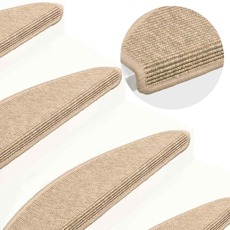 Vidaxl Stair tapis auto-adhésif 15 st sisal look 65x21x4 cm beige