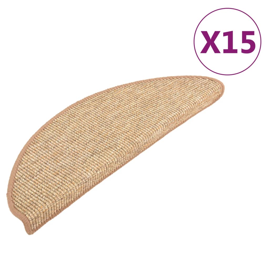 Mattes d'escalier vidaxl auto-adhésifs 15 st 65x21x4 cm brun clair