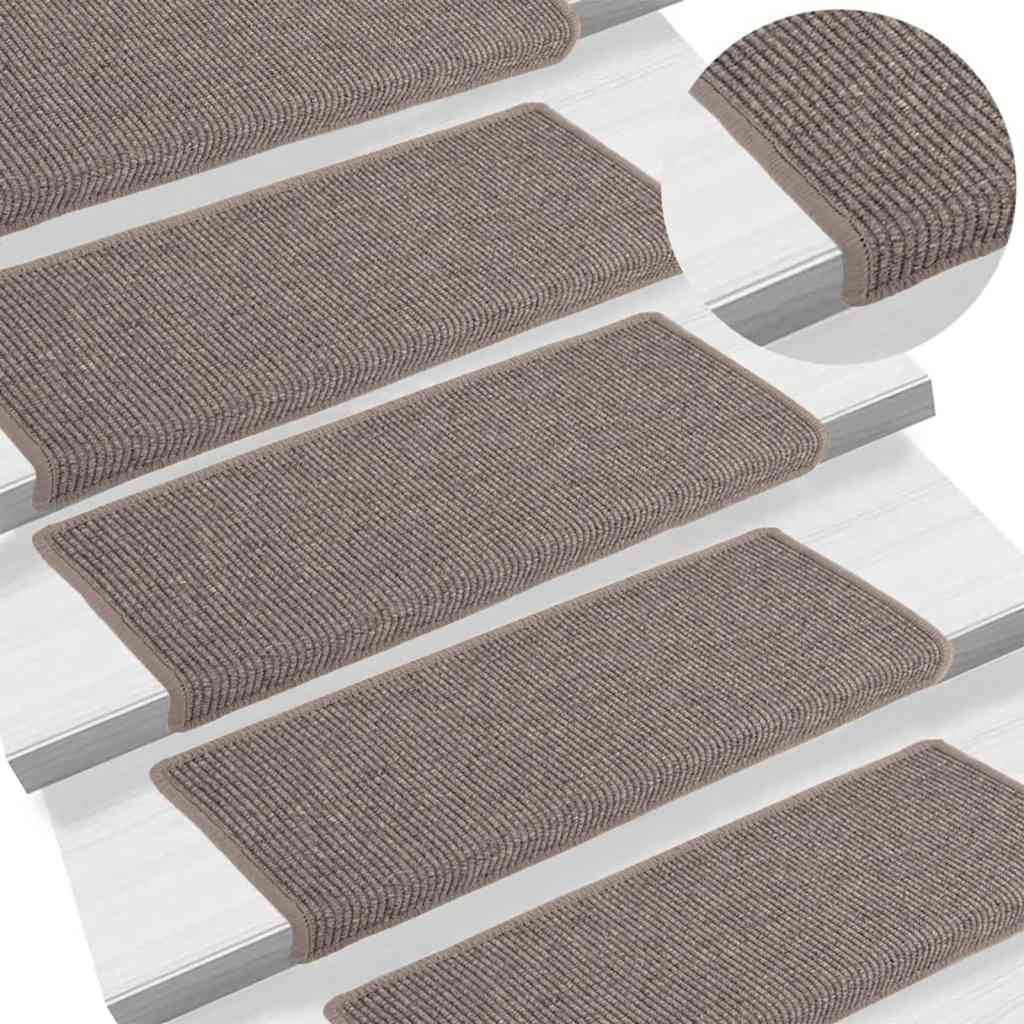 Vidaxx tapis d'escalier 15 pcs 65x21x4 cm bord rectangulaire beige foncé