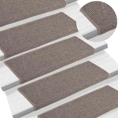 Vidaxx tapis d'escalier 15 pcs 65x21x4 cm bord rectangulaire beige foncé