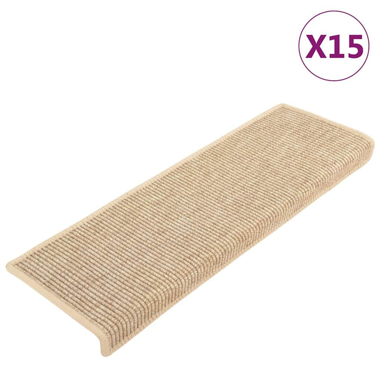Vidaxl Stair tapis auto-adhésifs 15 st sisal look 65x21x4 cm beige clair