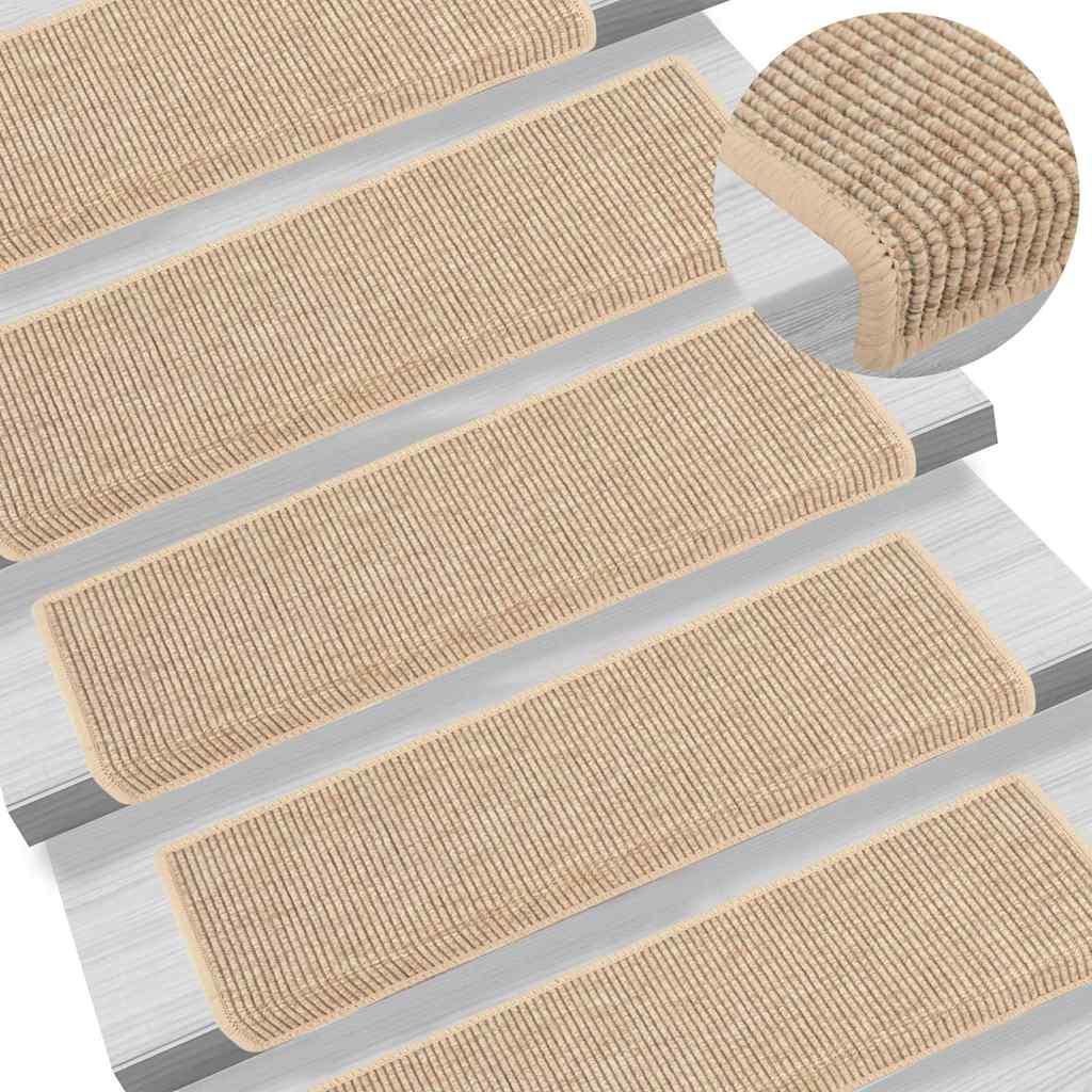 Vidaxl Stair tapis auto-adhésifs 15 st sisal look 65x21x4 cm beige clair
