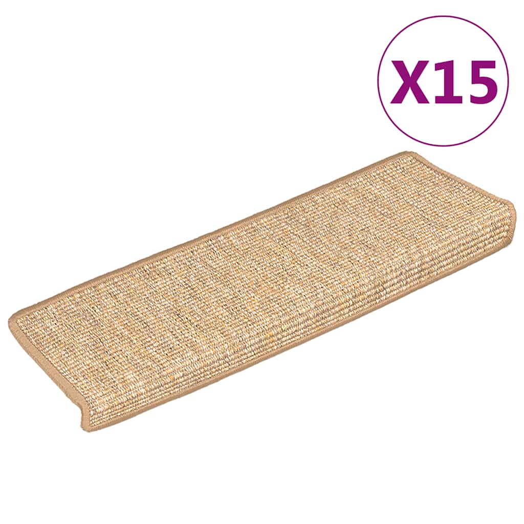 Mattes d'escalier vidaxl auto-adhésifs 15 st 65x21x4 cm brun clair