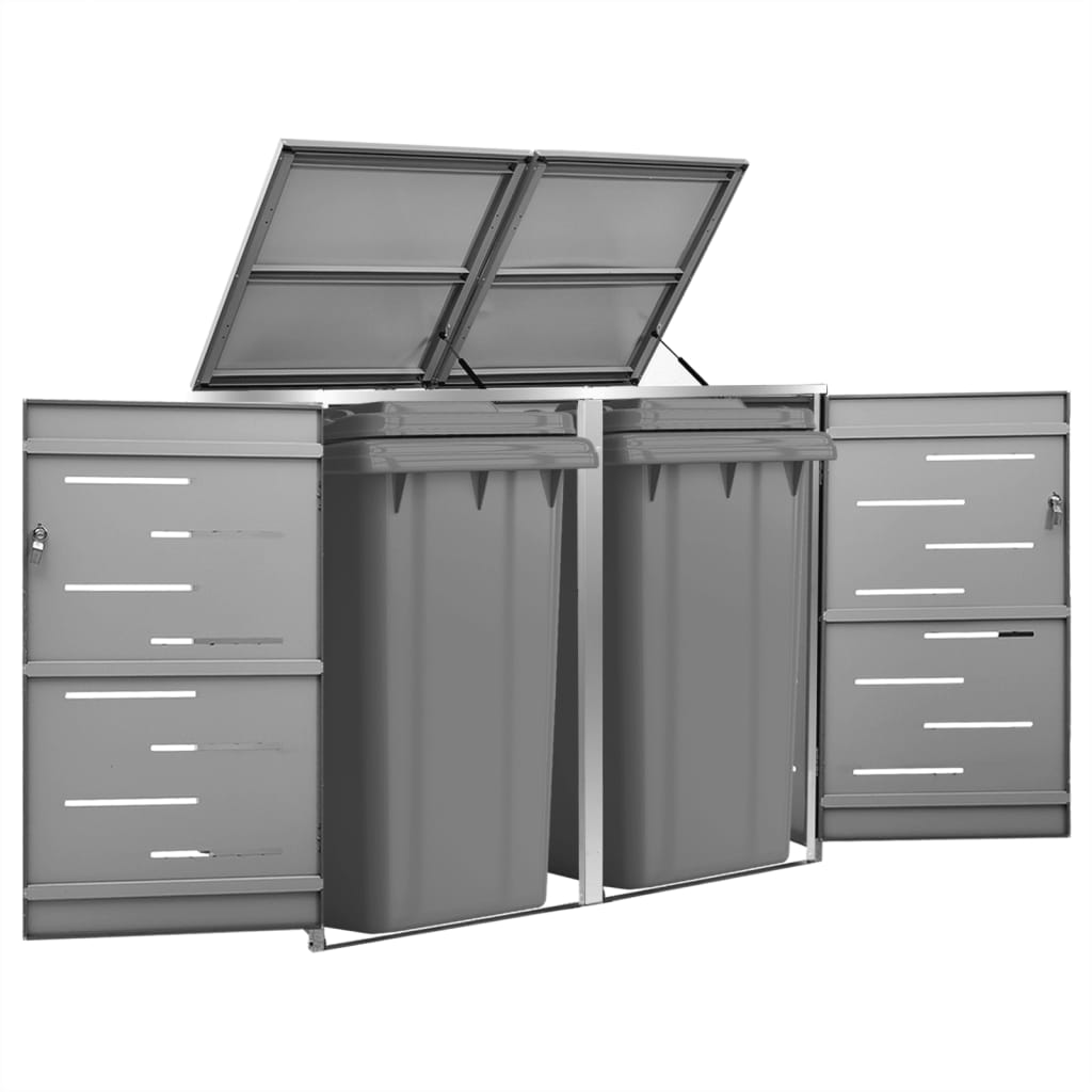 Stockage de conteneurs Vidaxl Double 138x77.5x112,5 cm en acier inoxydable