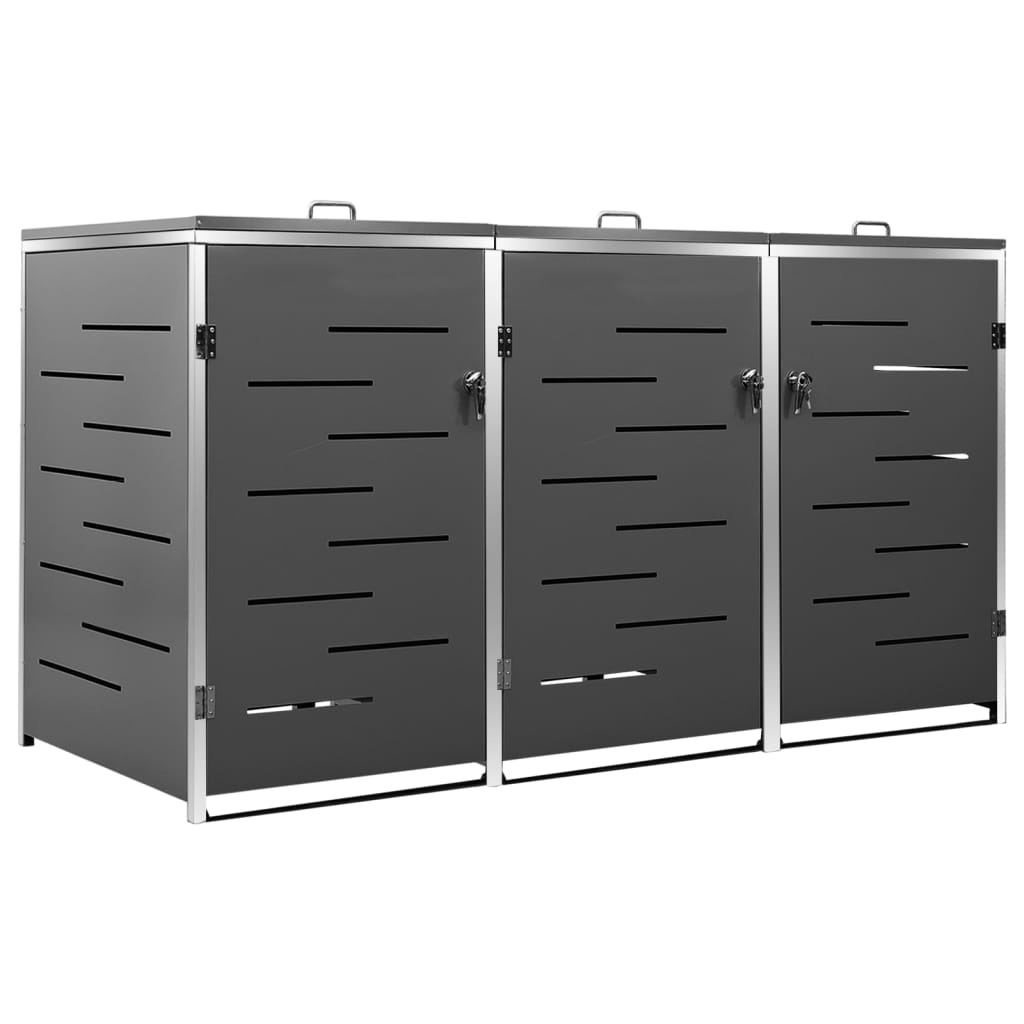 Stockage de conteneur Vidaxl Triple 207x77.5x112,5 cm en acier inoxydable