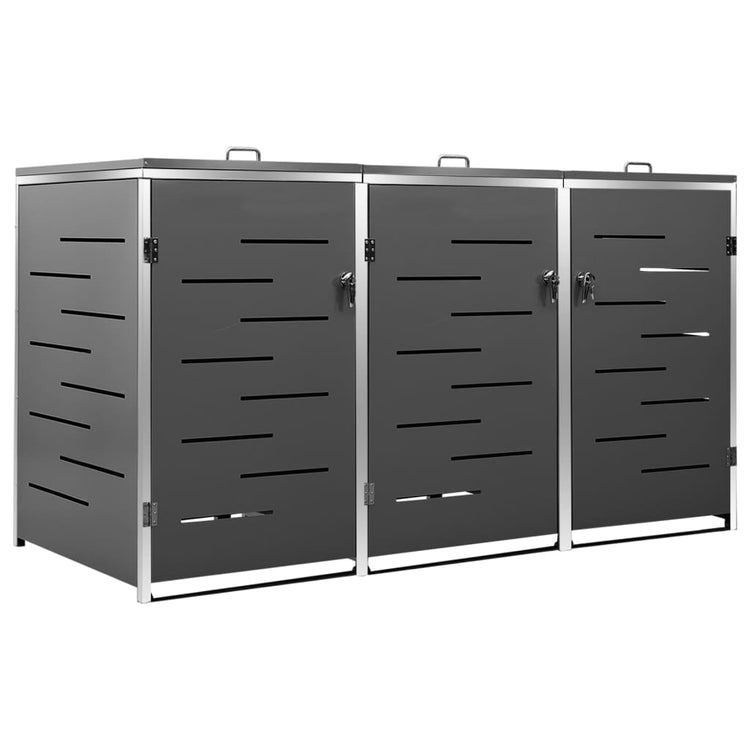 Stockage de conteneur Vidaxl Triple 207x77.5x112,5 cm en acier inoxydable